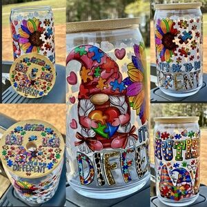 Autism Awareness Glass Cup